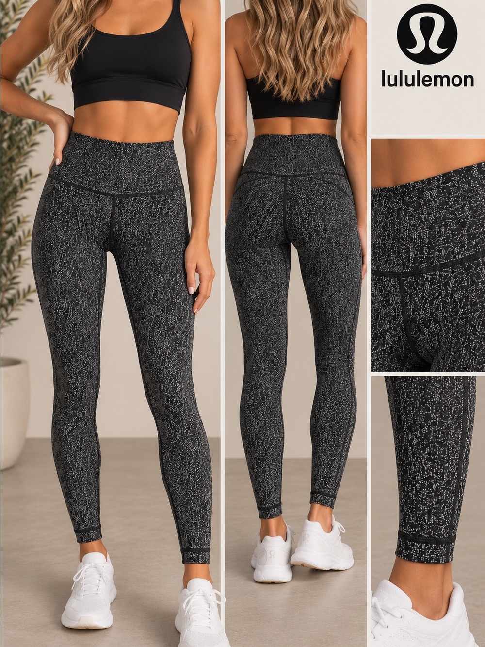 lululemon Black Speckle High-Rise Leggings